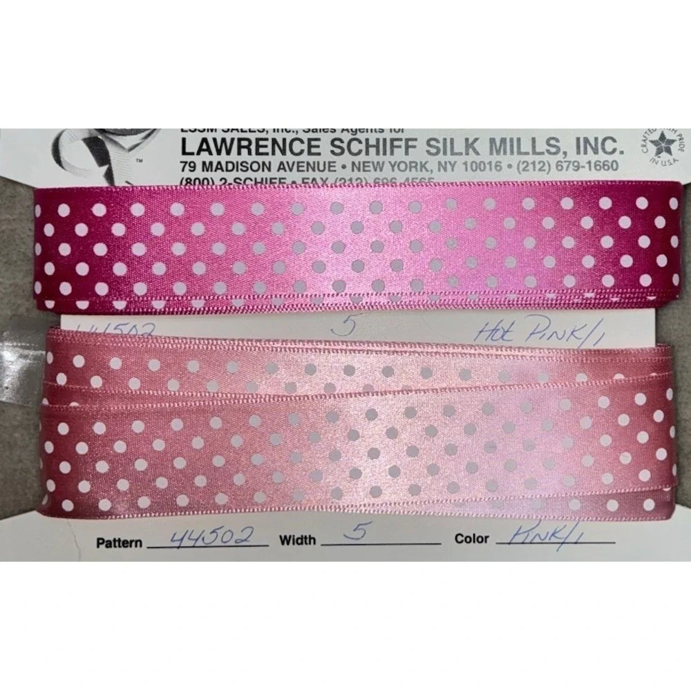 Lawrence Schiff Silk Mills Ribbon‎ Hot Pink/Pink Polka Dot 1